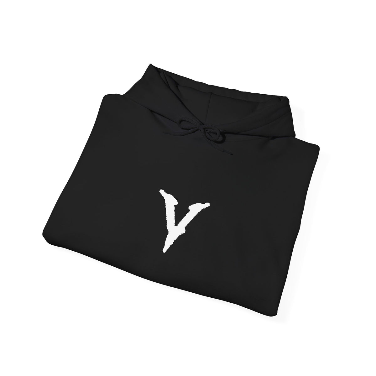 V Logo Black Hoodie – Minimal Gothic 'V' Pullover