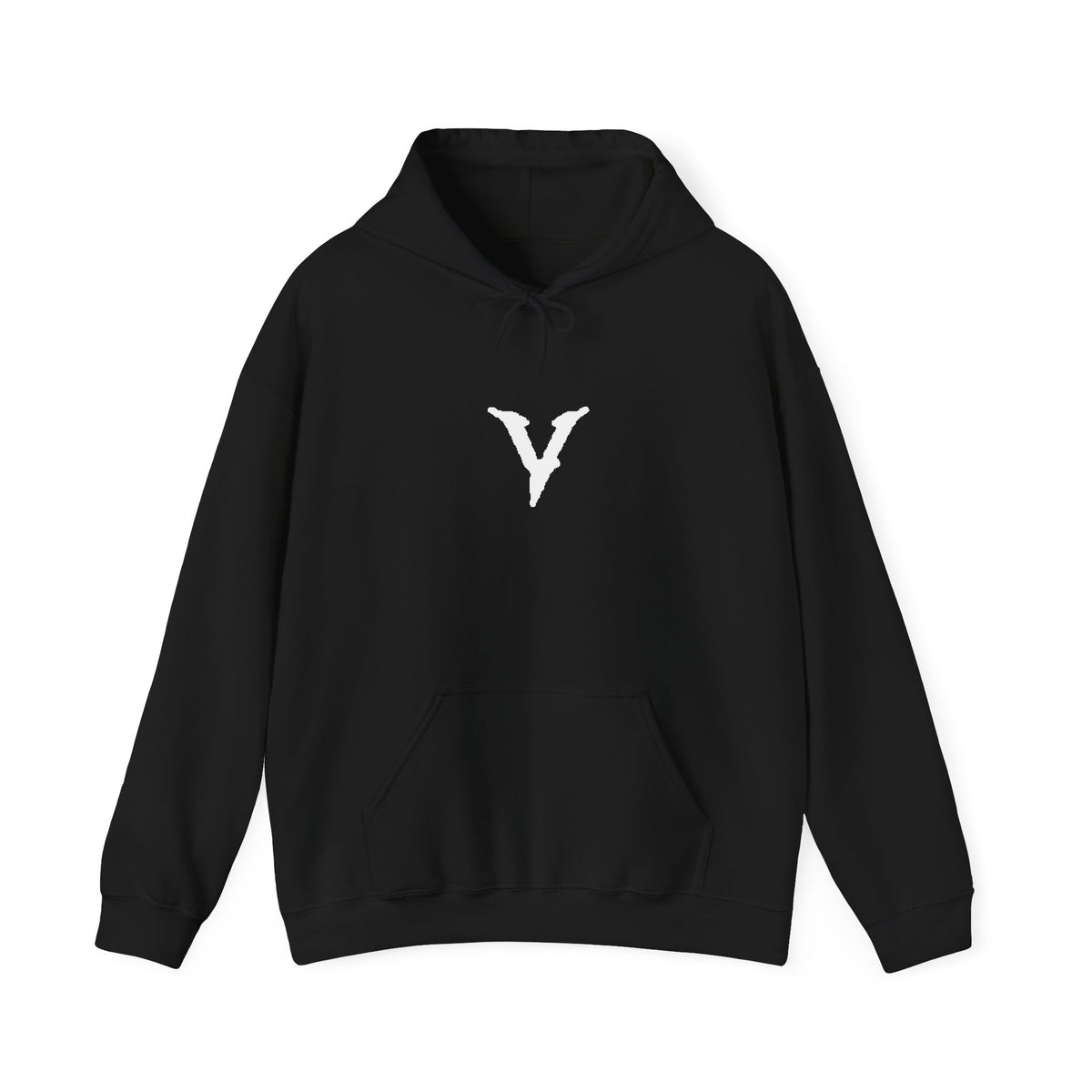 V Logo Black Hoodie – Minimal Gothic 'V' Pullover