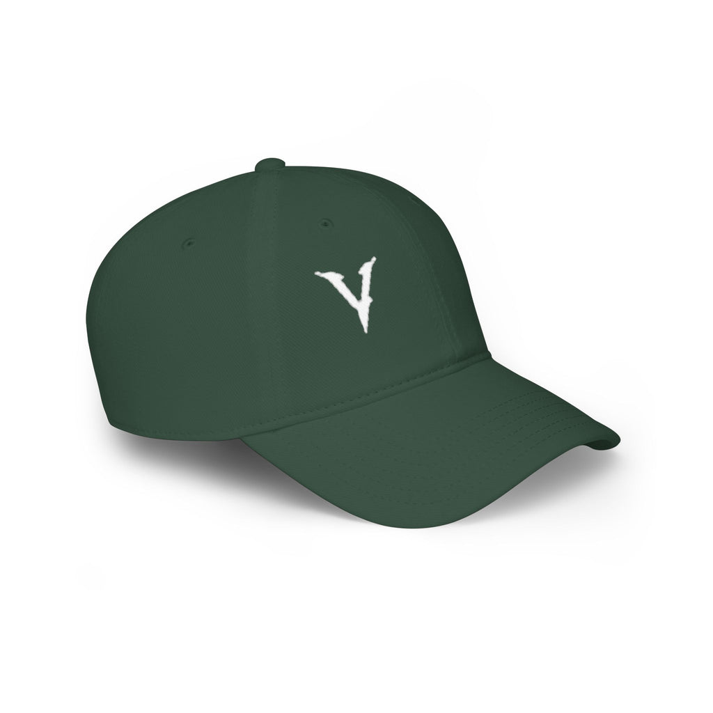 Embroidered 'V' Low Profile Baseball Cap — Minimalist Vintage Logo Hat